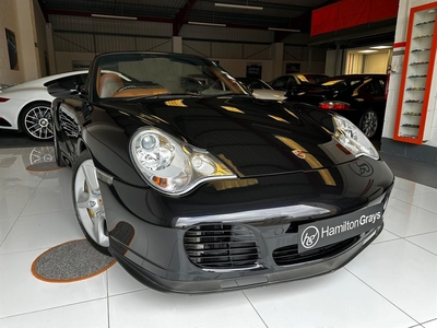 2005 (05) Porsche 911 3.6 [996] Turbo S Cabriolet Tiptronic AWD; with Hard Top.. In Basalt Black with Tan Leather Interior. 53k.