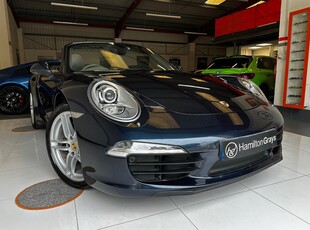 2013 (13) Porsche 911 3.4 [991] Carrera Cabriolet PDK. In Dark Blue Metallic with Platinum Grey Leather. 43k.. FPSH. Bose Sound.